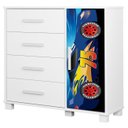 Ver imagem 1 de Cômoda Infantil para Quarto 80cm 4 Gavetas Carro Azul Z53 - Mpozenato