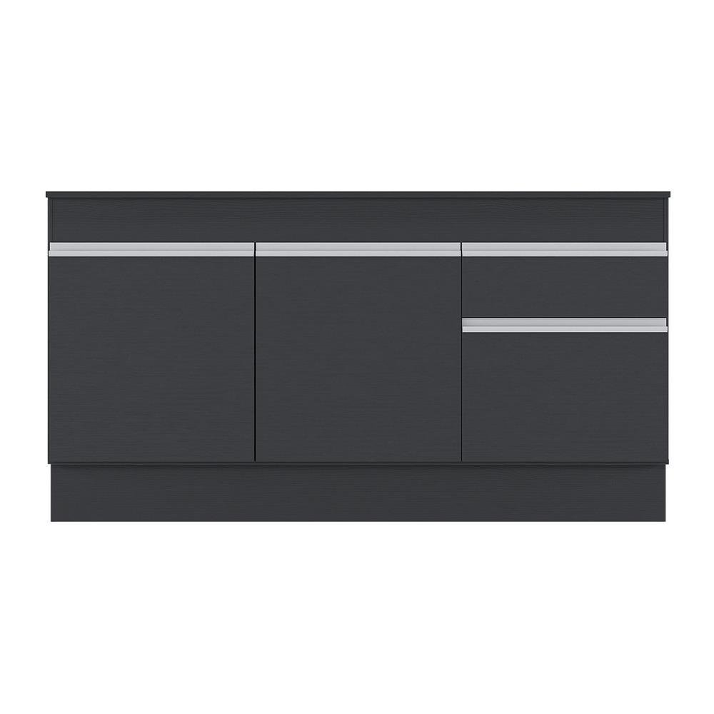 Balcão Cozinha Gabinete Pia 150cm com Rodapé 3 Portas 1 Gaveta Veneza Multimóveis V2115 Preto/Branco - 5