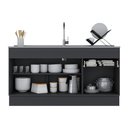 Ver imagem 4 de Balcão Cozinha Gabinete Pia 150cm com Rodapé 3 Portas 1 Gaveta Veneza Multimóveis V2115 Preto/branco