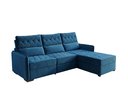 Ver imagem 2 de Sofá Fixo com Puff 3 Lugares Veludo Soft 230cm Conforto Plus Sofisticato - Azul