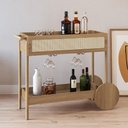 Ver imagem 2 de Carrinho Bar com Porta Taças Pés Madeira Moss A03 Hanover Roble - Lyam Decor