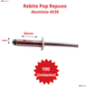 Rebite Pop Repuxo Alumínio 435 - 4X35,0mm Com 100 Unidades - 4