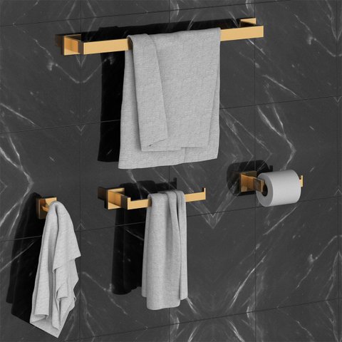 Kit Acessórios de Banheiro Gourmet 4 Peças Dourado Goldenx