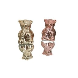 Enfeite Decorativo Casal Ursos Cerâmica Rosé E Gold 6X4,5Cm - 2