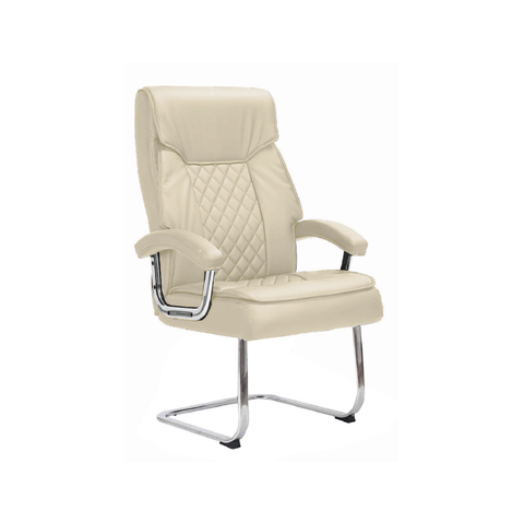 Cadeira de Escritório Luxo U11 - Assento e encosto COR FENDI Base fixa de aço cromado Mola ensacada 