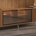 Ver mais imagens de Estante para TV Home Theater 85" 100% MDF 291cm Prateleiras Cristaleira Vidro Reflecta LED Canella