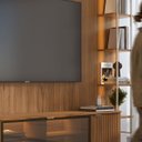 Ver imagem 5 de Estante para TV Home Theater 85" 100% MDF 291cm Prateleiras Cristaleira Vidro Reflecta LED Canella