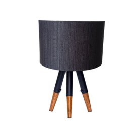 Abajur Ranna Preta Luxo Sala Bancada Mesa Cômoda Madeira - 2
