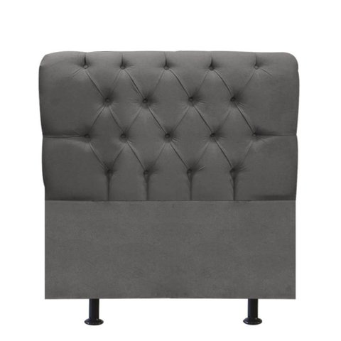 Cabeceira Estofada Cama Box Solteiro 90cm París Corino Cinza Escuro- Mabe Magazine