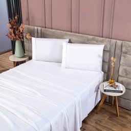 Conjunto de Cama Casal 400 Fios Percal 4 Peças Toque Macio Cor:branco - 4