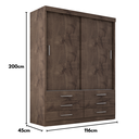 Ver imagem 4 de Guarda-Roupa Solteiro 2 Portas Correr 6 Gavetas Capri