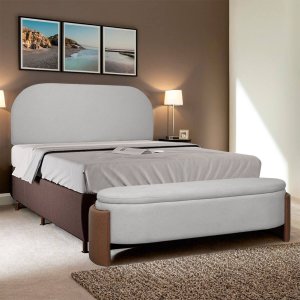 Kit Cabeceira e Calçadeira Império Casal para Cama Box 140cm Bouclê Facto - Sofa Store:bouclê Cinza