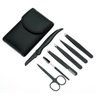 Kit Com 4 Pinças De Sobrancelha Tesoura + navalha e Pente:Preto - 1