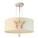 Ver imagem 1 de Lustre Pendente Infantil Unicórnio Cúpula Cru 50x15 3E27