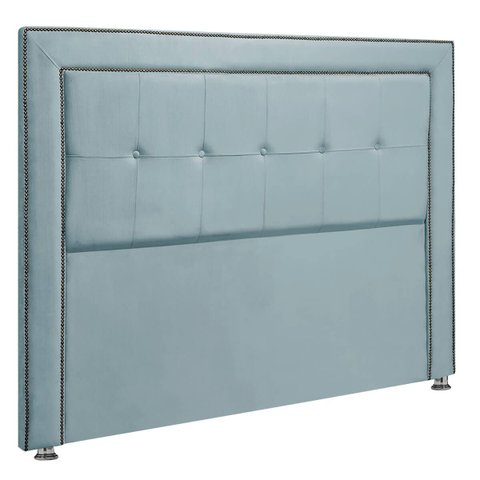 Cabeceira Estofada para Cama Box King 195cm Ravena Veludo - Sofa Store:veludo Azull Tiffany