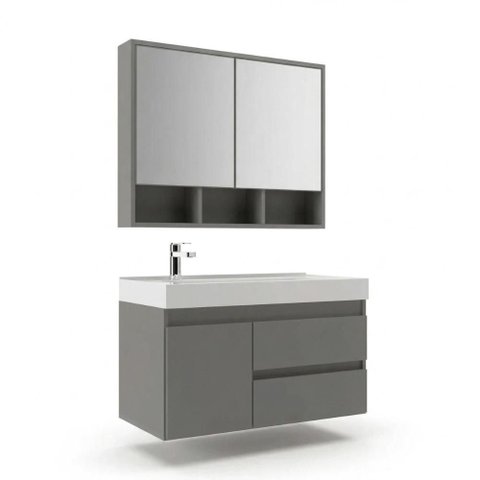 Conjunto de Banheiro Gabinete com Pia e Espelheira 3 Portas Suspenso 80cm Multimóveis CR10175