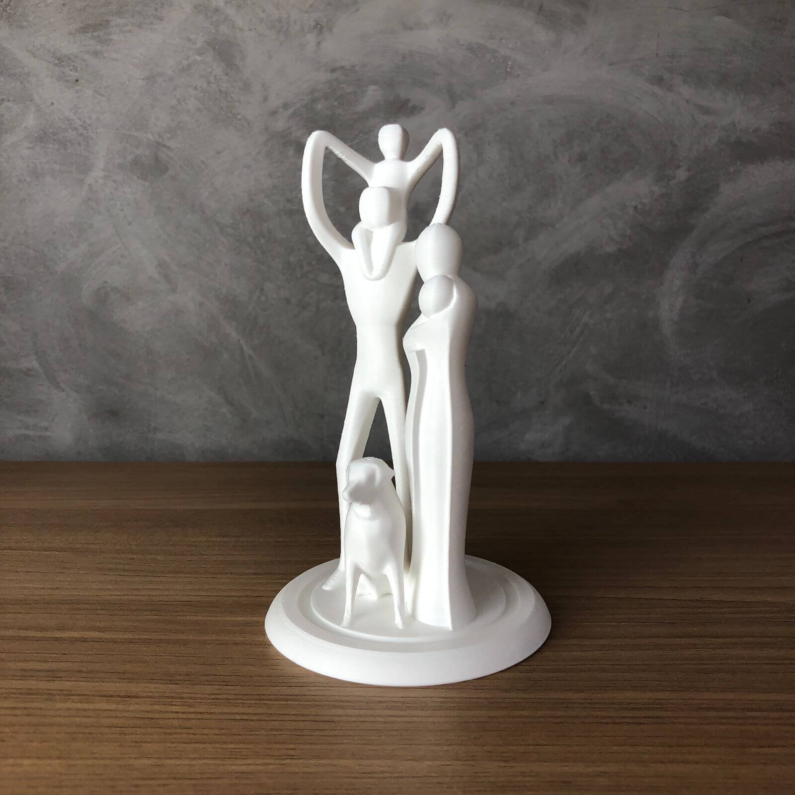 Escultura Decorativa Família com Seu Cachorro Pequena Vegras Branco - 3