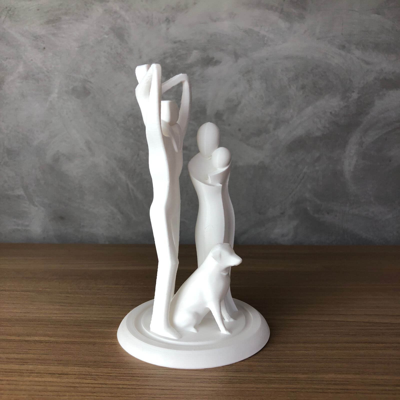 Escultura Decorativa Família com Seu Cachorro Pequena Vegras Branco - 2