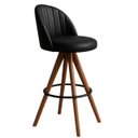 Ver imagem 3 de Banqueta Giratória com Assento Estofado e Base em Madeira Castanho – Lara Exclusiva Courino Durango