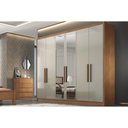 Ver imagem 1 de Guarda Roupa Casal 6 Portas e 4 Gavetas C/ Espelho Rizon/linea Freijo Cumaru C/ Fendi