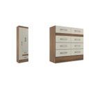 Ver imagem 2 de Quarto Completo Guarda-Roupa 3 Portas e 2 Gavetas e Cômoda 8 Gavetas Colorido/Castanho/Off-White