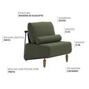 Ver imagem 3 de Poltrona Decorativa Aurea Base Aço Preto Linho Verde - Nexta Casa