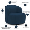 Ver imagem 3 de Sofá 3 Lugares 205cm com Poltrona Giratória Orgânica Heidy F04 Veludo Azul - Lyam Decor