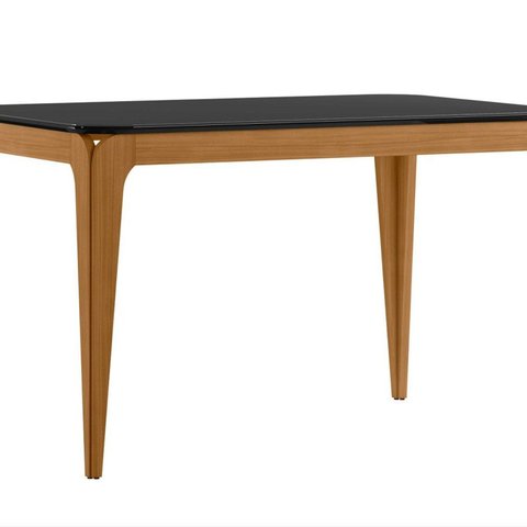 Mesa Sala de Jantar Tampo com Vidro 120cm 100% MDF Áurea Marrom/Ype/Preto