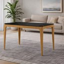 Ver imagem 2 de Mesa Sala de Jantar Tampo com Vidro 120cm 100% MDF Áurea Marrom/Ype/Preto