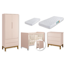 Ver imagem 1 de Quarto de Bebê Berço Evolution + Guarda Roupa Classic + Cômoda 3 Gavetas Classic Rosa 2 Colchão