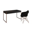 Ver imagem 6 de Escrivaninha Industrial Office Estudo Malta Preta 137X53Cm Com 1 Poltrona Preta Base Co Cor: Preto
