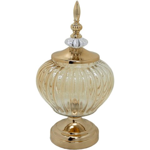 Bomboniere Pote Decorativo em Bronze Vidro Doces e Biscoitos