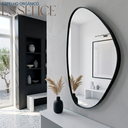 Ver imagem 2 de Espelho Orgânico Essence 70x50cm Moldura Couro Ecológico Decorativo Banheiro Sala:Preto
