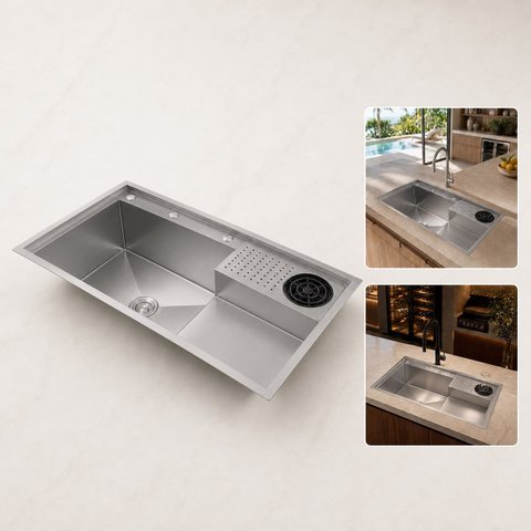Cuba para Cozinha Gourmet Veneza Aço Inox 304 Lava Copos Goldenx
