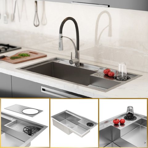Cuba para Cozinha Gourmet Veneza Aço Inox 304 Lava Copos Goldenx