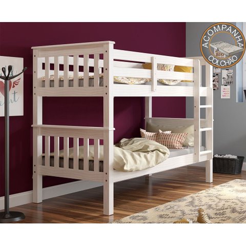 Beliche 730b Branco Lavado Piratini com Colchão Gazin