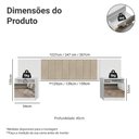 Ver imagem 3 de Cabeceira Extensível Estofada com 2 Mesas de Cabeceira Espelhadas Branco/Imperial Madesa