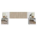 Ver imagem 5 de Cabeceira Extensível Estofada com 2 Mesas de Cabeceira Espelhadas Branco/Imperial Madesa