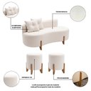 Ver imagem 2 de Conjunto Sofá Curvo Orgânico + 02 Puff Luna Boucle Branco - Montanaris Decor