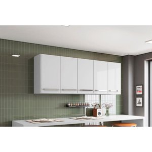 Armario Suspenso para Cozinha 5 Portas Branco Santorini Brienza Movelaria