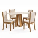 Ver imagem 2 de Conjunto Sala de Jantar Mesa Lisa 120cm Tampo MDF Canto Reto 4 Cadeiras Evelin