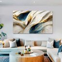 Ver imagem 2 de Quadro Decorativo Abstrato Marmorizado Ondas, Tela em Canvas ideal para ambiente de Sala e Quarto
