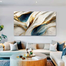 Quadro Decorativo Abstrato Marmorizado Ondas, Tela em Canvas  ideal para ambiente de Sala e Quarto - 2