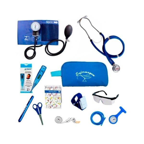 Kit Material De Bolso Para Enfermagem Completo com Esfigmomanômetro Premium - Azul Marinho - 1