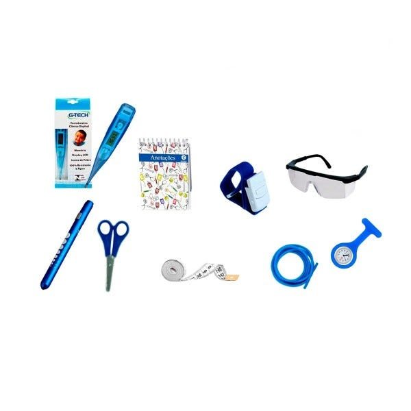 Kit Material De Bolso Para Enfermagem Completo com Esfigmomanômetro Premium - Azul Marinho - 3