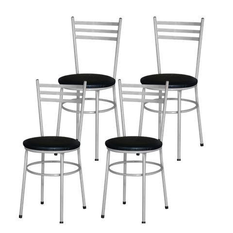 Kit 4 Cadeiras Epoxi Cinza para Cozinha: Preto