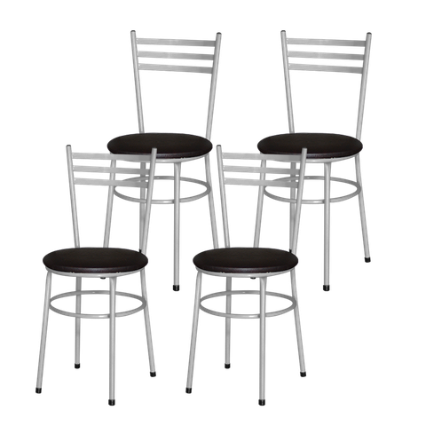 Kit 4 Cadeiras Epoxi Cinza para Cozinha: Marrom