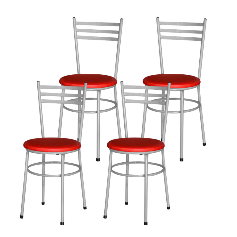 Kit 4 Cadeiras Epoxi Cinza para Cozinha: Vermelho