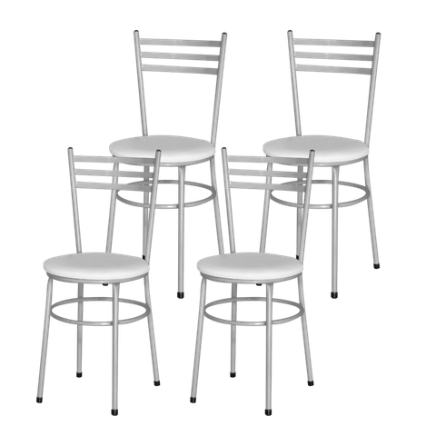 Kit 4 Cadeiras Epoxi Cinza para Cozinha: Branco