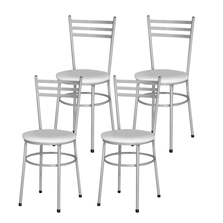 Kit 4 Cadeiras Epoxi Cinza para Cozinha: Branco